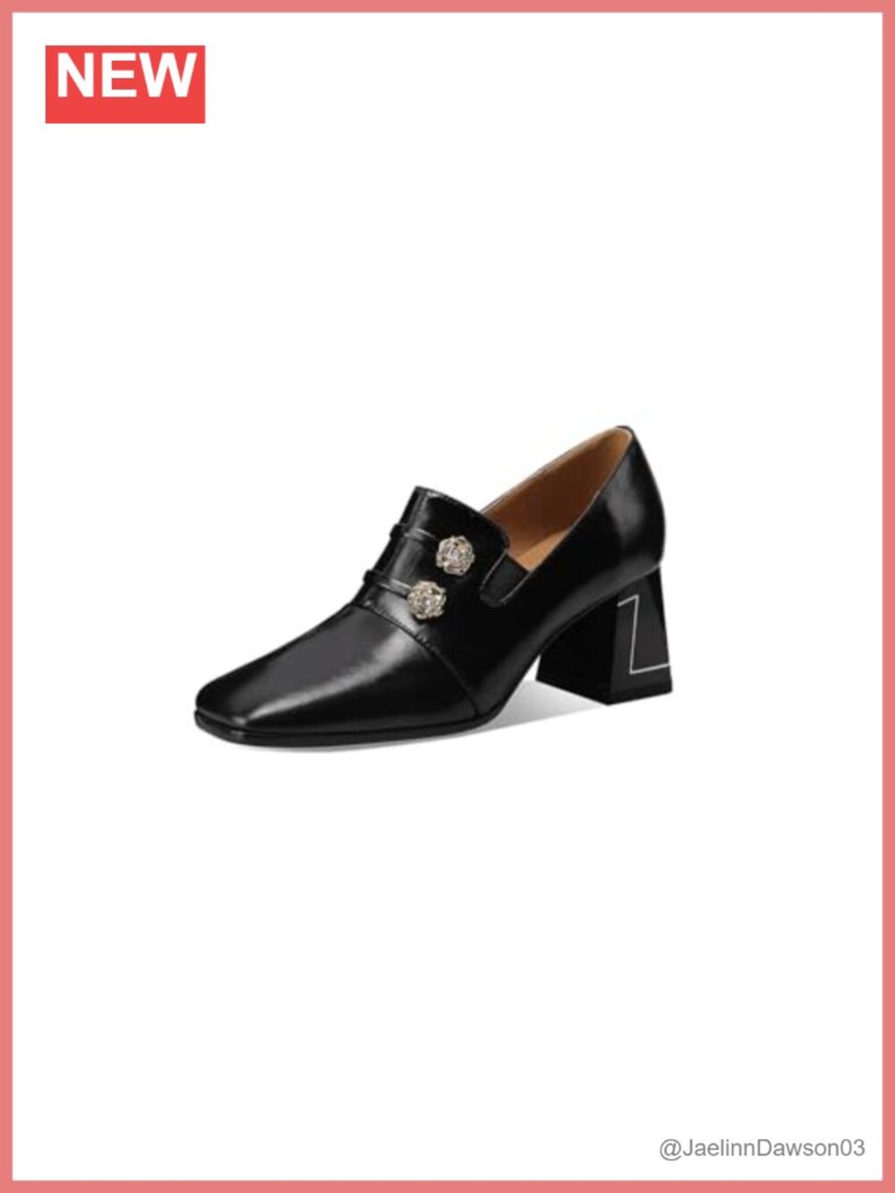 Women's Genuine Leather Square Toe Block Heel Loafers Slip On